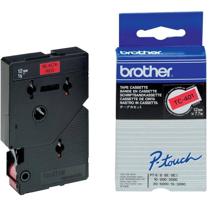 BROTHER TC-401 Farbband (Schwarz / Rot, 12 mm)