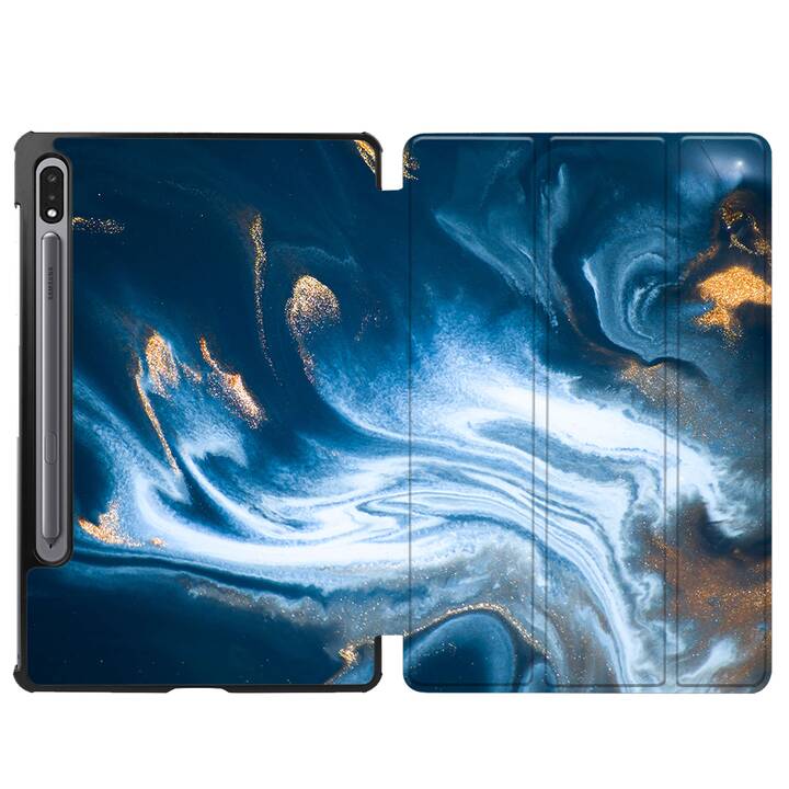 EG coque pour Samsung Galaxy Tab S8+ 12.4" (2022) - bleu - marbre