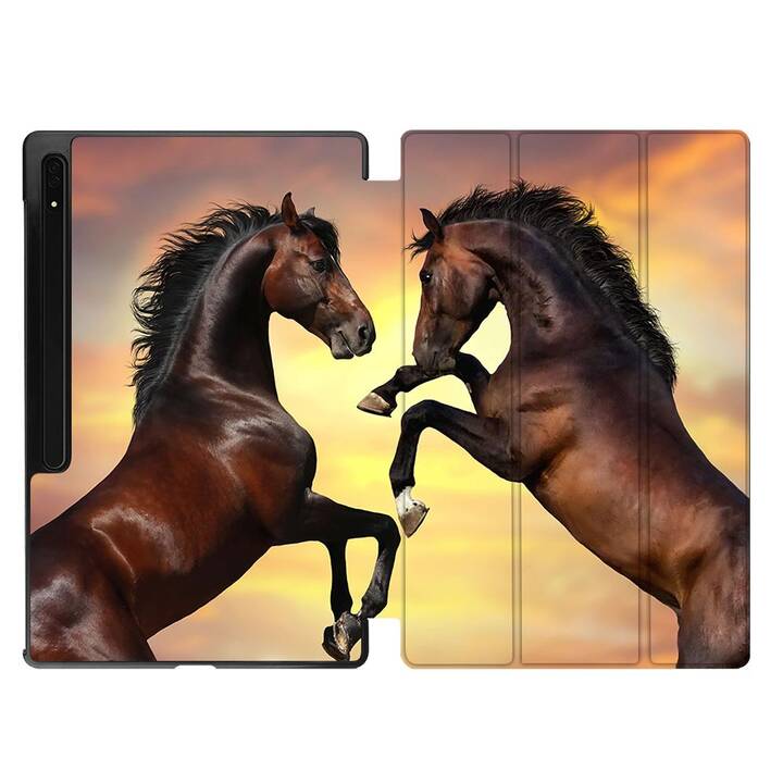 EG Housse (11", Galaxy Tab S9, Chevaux, Brun)