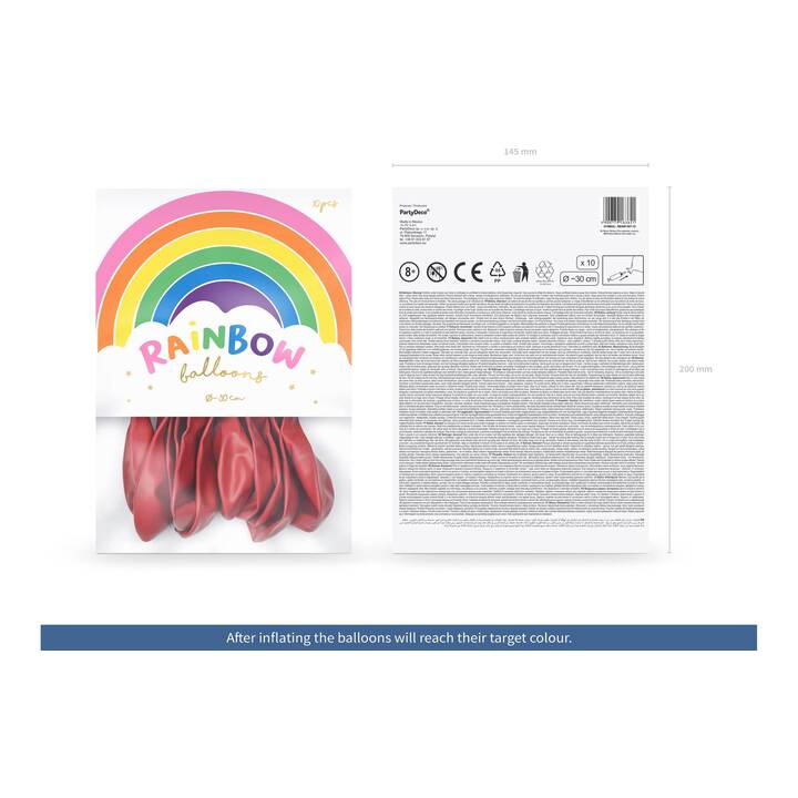 PARTYDECO Ballon Uni Rainbow (30 cm, 10 Stück)