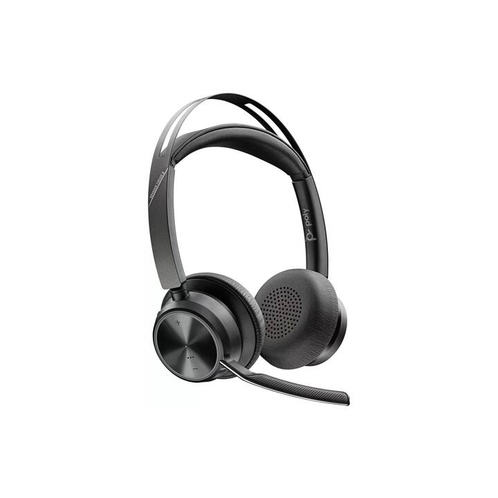 POLY Office Headset Voyager Focus 2 (On-Ear, Kabel und Kabellos, Schwarz)