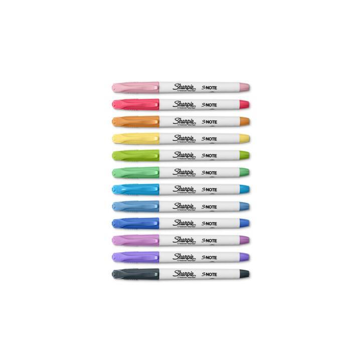 SHARPIE Pennarello indelebile S-Note Creative (Multicolore, 12 pezzo)