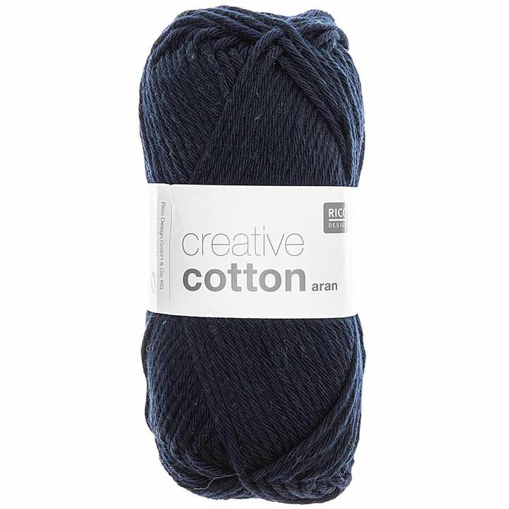 RICO DESIGN Laine Creative Cotton Aran (50 g, Bleu foncé, Bleu)