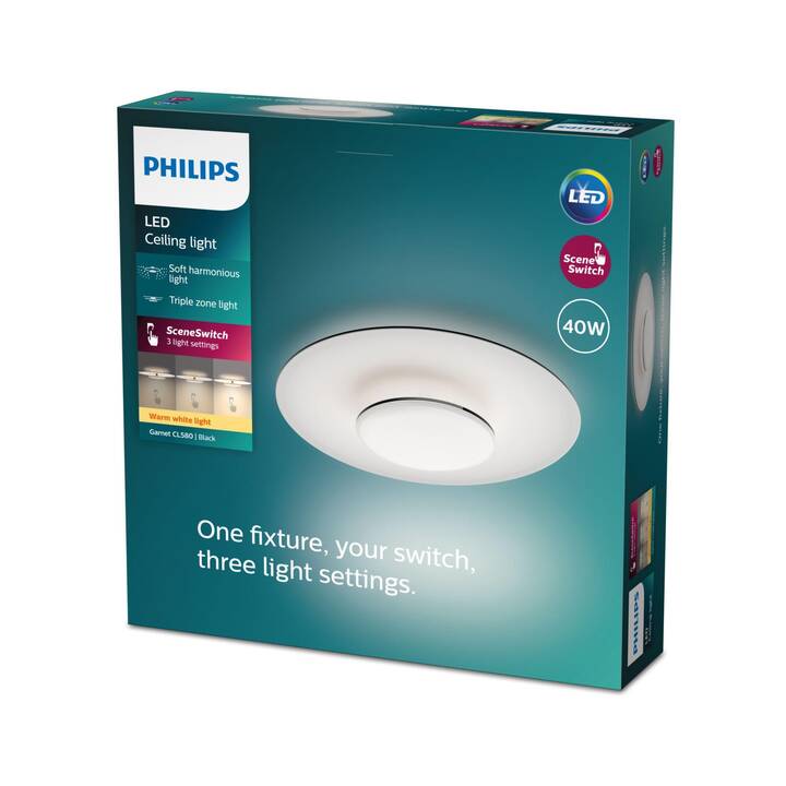 PHILIPS Plafonnier Garnet (Noir, Blanc)