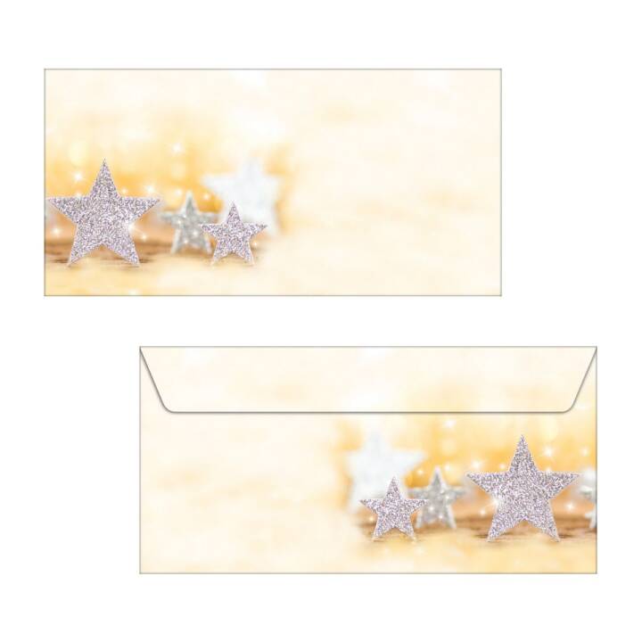 SIGEL Motivkarte Glitter Stars (Weihnachten / Advent, C5, C6, Beige)