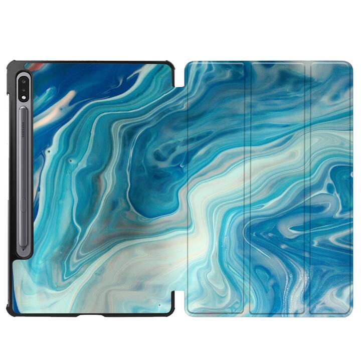 EG coque pour Samsung Galaxy Tab S8+ 12.4" (2022) - bleu - marbre