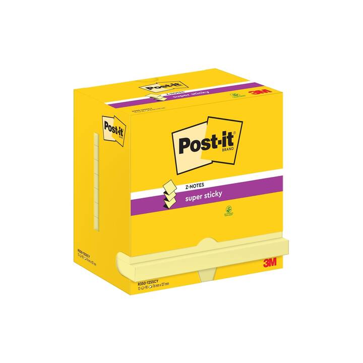 POST-IT Blocchetti memo Super Sticky (12 x 90 foglio, Giallo)