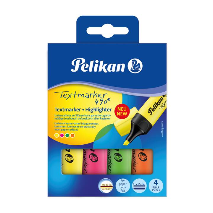 PELIKAN Marqueur textile (Orange, Pink, Vert, Jaune, 4 pièce)