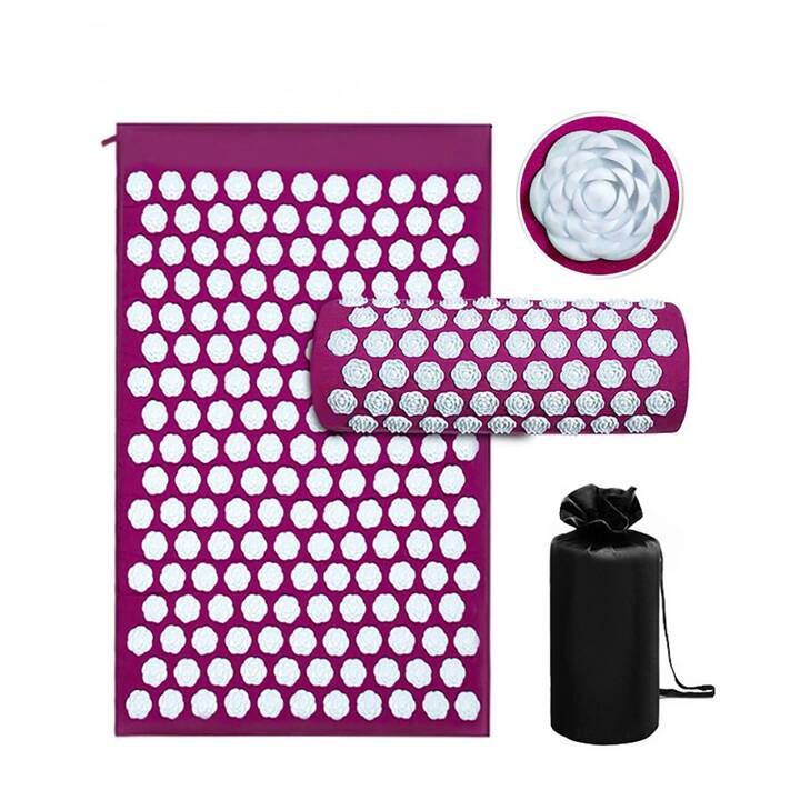 EG Tappetino per digitopressione con cuscino e set di borse (a forma di rosa) 66x41x2cm - Viola