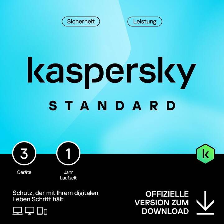 KASPERSKY LAB Standard (Jahreslizenz, 3x, 12 Monate, Mehrsprachig)