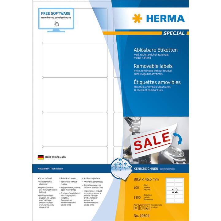HERMA Foglie etichette per stampante (46.6 x 88.9 mm)