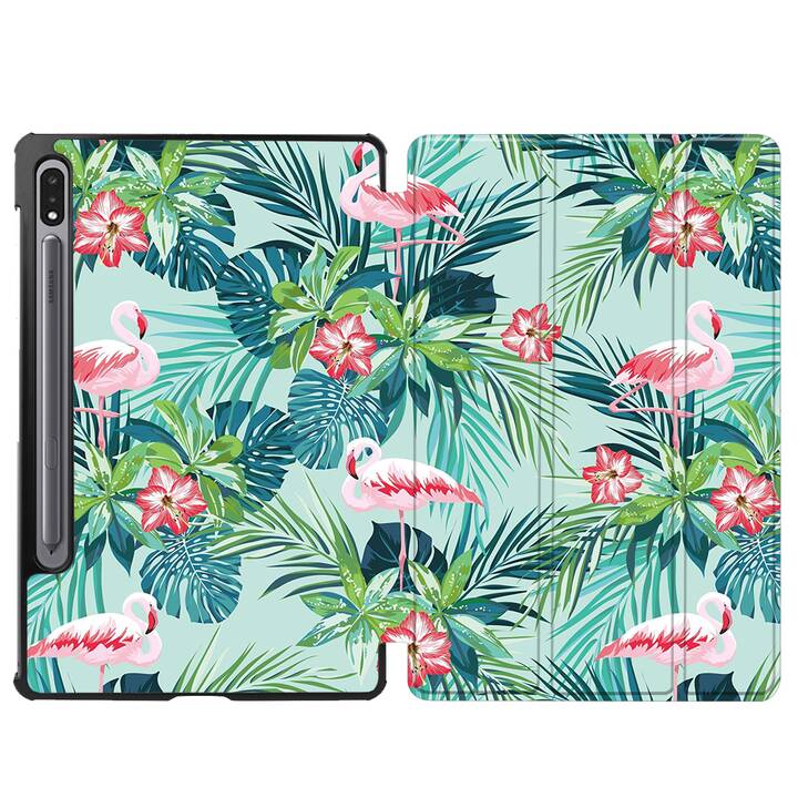 EG coque pour Samsung Galaxy Tab S8 11" (2022) - vert - flamant rose