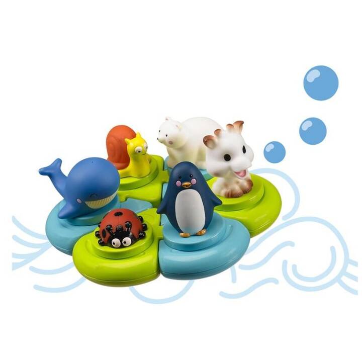 SOPHIE LA GIRAFE Badespielzeug Set (Pinguin, Schnecke, Giraffe, Eisbär, Wal)