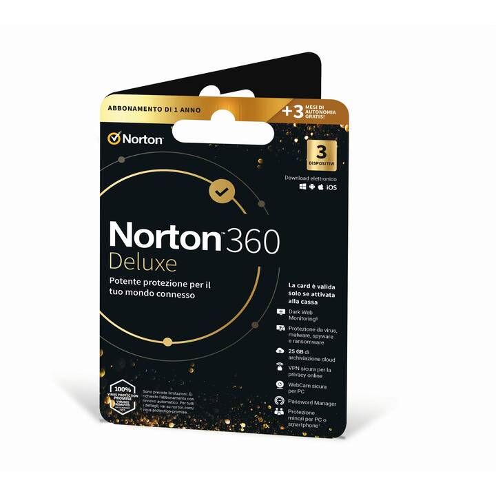NORTON 360 Deluxe (Licenza annuale, 3x, 15 Mesi, Italiano)
