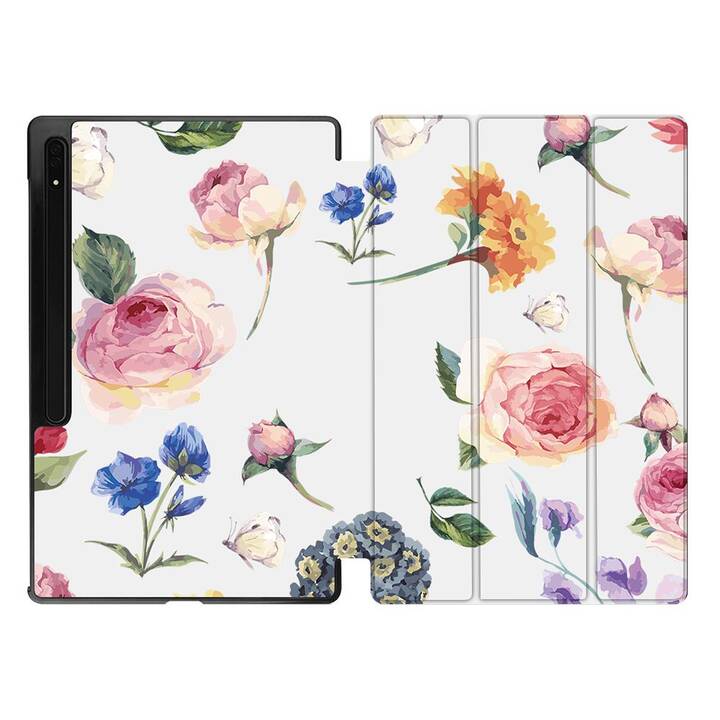 EG Housse (11", Galaxy Tab S9, Fleurs, Multicolore)