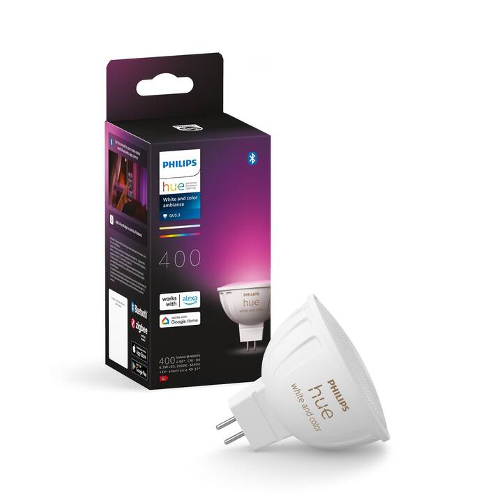 PHILIPS HUE Lampadina LED White & Color Ambiance MR16 400lm (GU5.3, Bluetooth, 6.3 W)