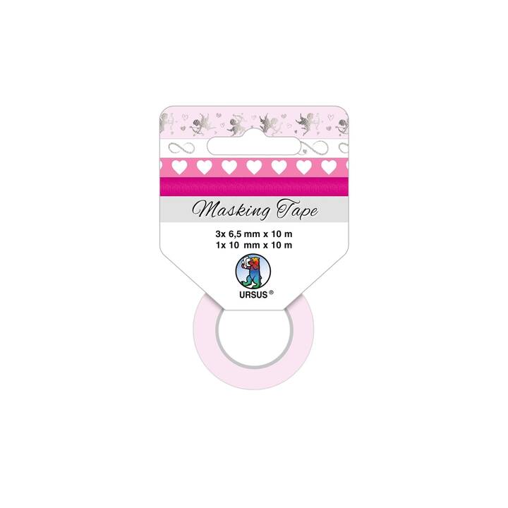 URSUS Washi Tape Set (Argento, Pink, Bianco, 10 m)