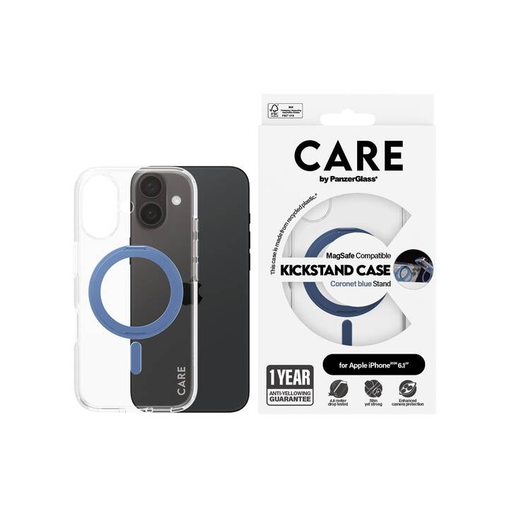 CARE Backcover MagSafe Feature (iPhone 16, Transparente, Blu)