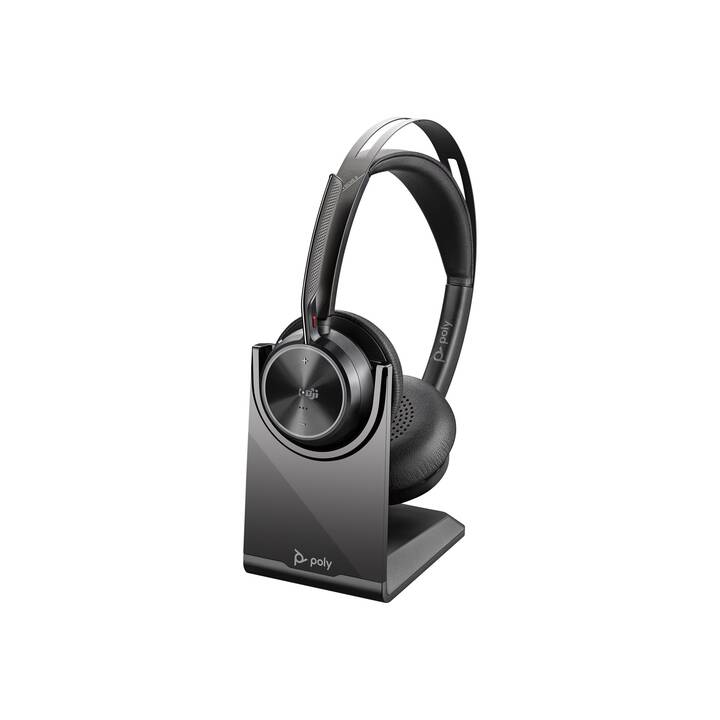 POLY Office Headset Voyager Focus 2 MS (On-Ear, Kabel und Kabellos, Schwarz)