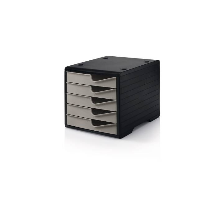 STYRO Büroschubladenbox (C4, 340 mm  x 255 mm, Taupe, Schwarz)