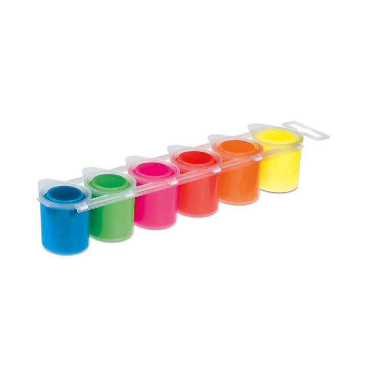 PRIMO Temperafarbe Fluo (6 x 150 ml, Gelb, Orange, Grün, Blau, Rot, Pink, Mehrfarbig)