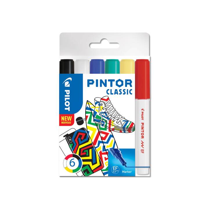 PILOT PEN Marcatore creativo Pintor Classic (Giallo, Nero, Verde, Rosso, Blu, Bianco, 6 pezzo)