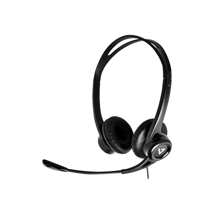 VIDEOSEVEN Office Headset V7 Essentials (On-Ear, Kabel, Schwarz)