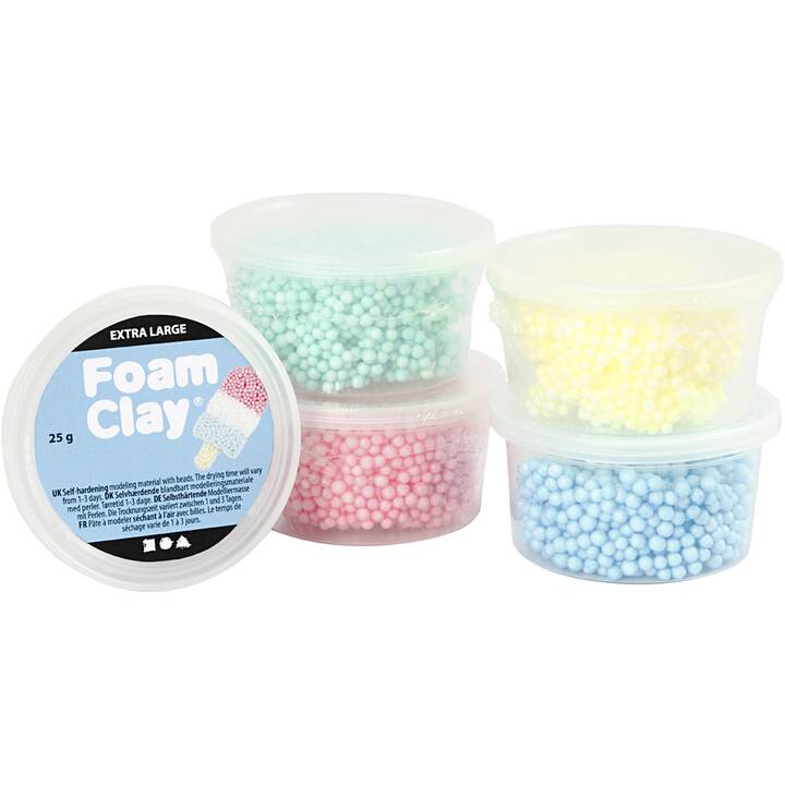 CREATIV COMPANY Pâte à modeler Foam Clay (125 g, Jaune, Vert, Rouge, Bleu, Blanc)