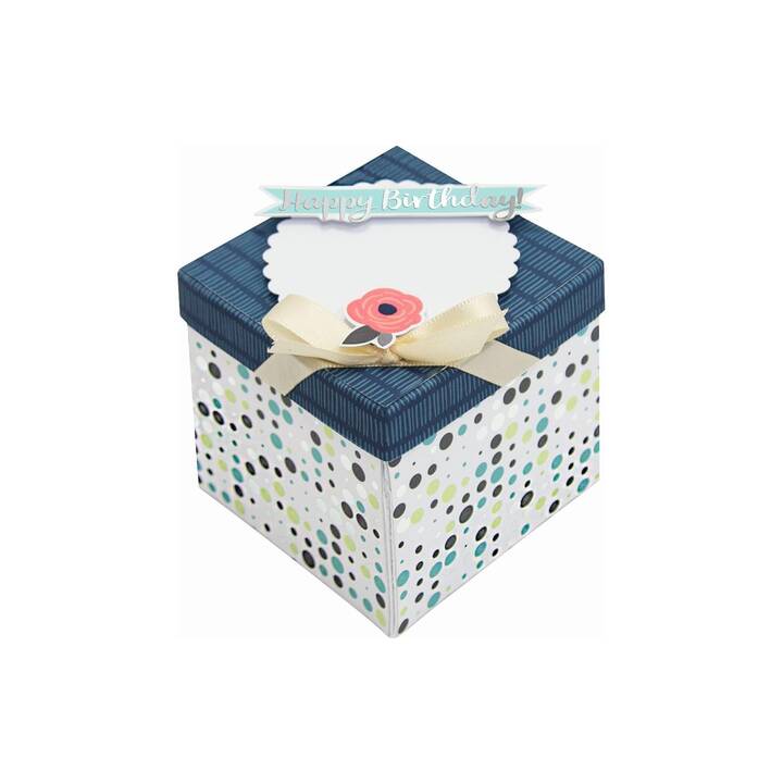 FOLIA Geschenkbox (Dunkelblau, Blau, Blumen)