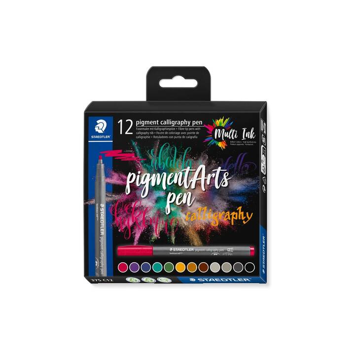 STAEDTLER Pigment Arts Pen Crayon feutre (Coloris assortis, 12 pièce)
