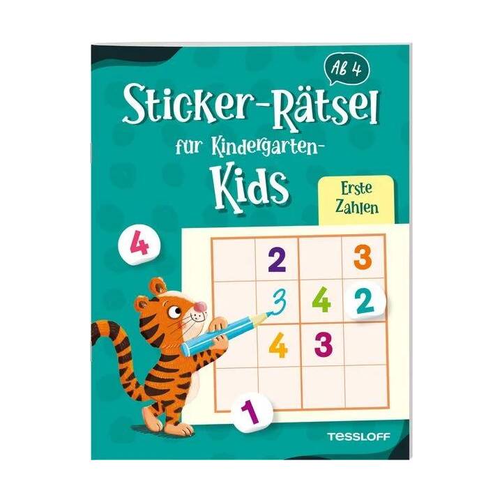 Sticker-Rätsel für Kindergarten-Kids. Erste Zahlen