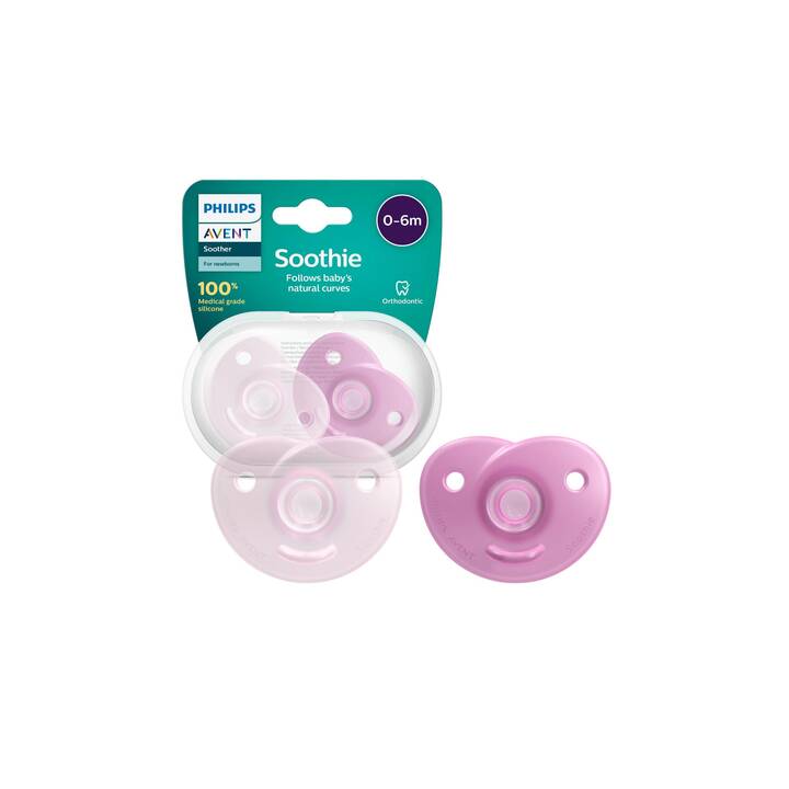 PHILIPS AVENT Tétines Curved Soothie (Mauve, Rose, 0 M - 6 M)