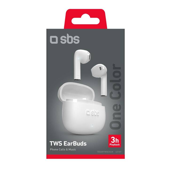 SBS TWS One Color (Bluetooth 5.1, Bianco)