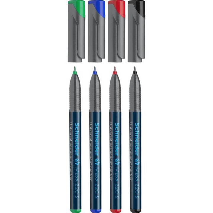 SCHNEIDER Permanent Marker Maxx 220 S (Farbig assortiert, 4 Stück)