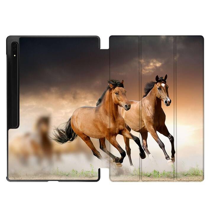 EG Housse (11", Galaxy Tab S9, Chevaux, Brun)