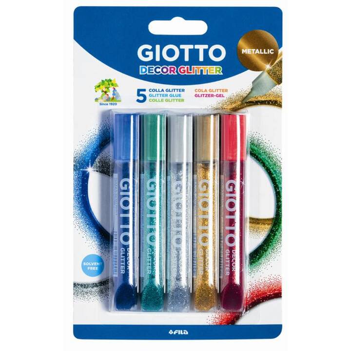 GIOTTO Penna glitterata (Argento, Oro, Verde, Rosso, Blu, 5 pezzo)