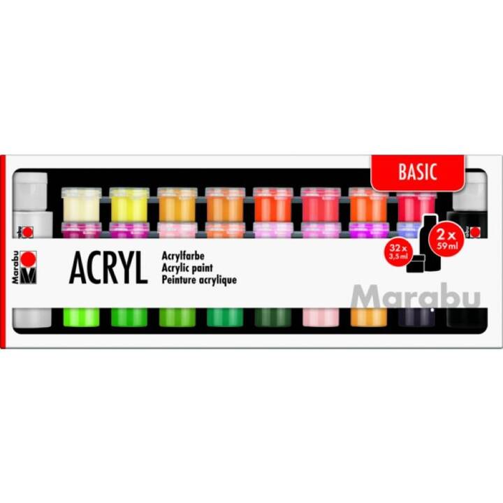 MARABU Acrylfarbe Set (32 x 3.5 ml x 59 ml, Mehrfarbig)