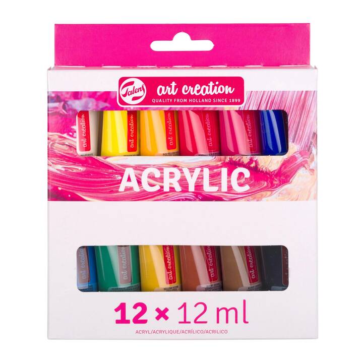 TALENS Acrylfarbe Set (12 x 12 ml, Pink, Mehrfarbig)