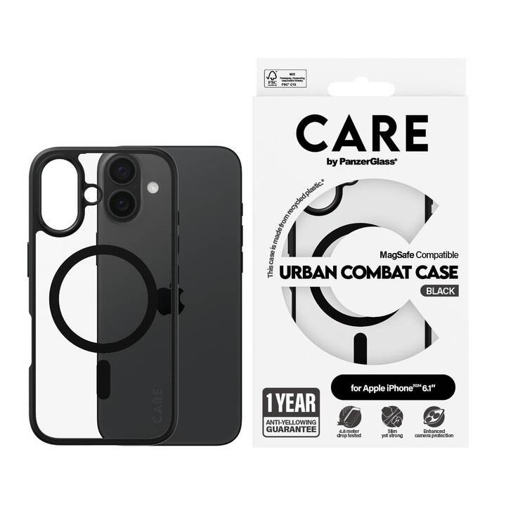 CARE Backcover MagSafe Flagship (iPhone 16, Transparente, Nero)