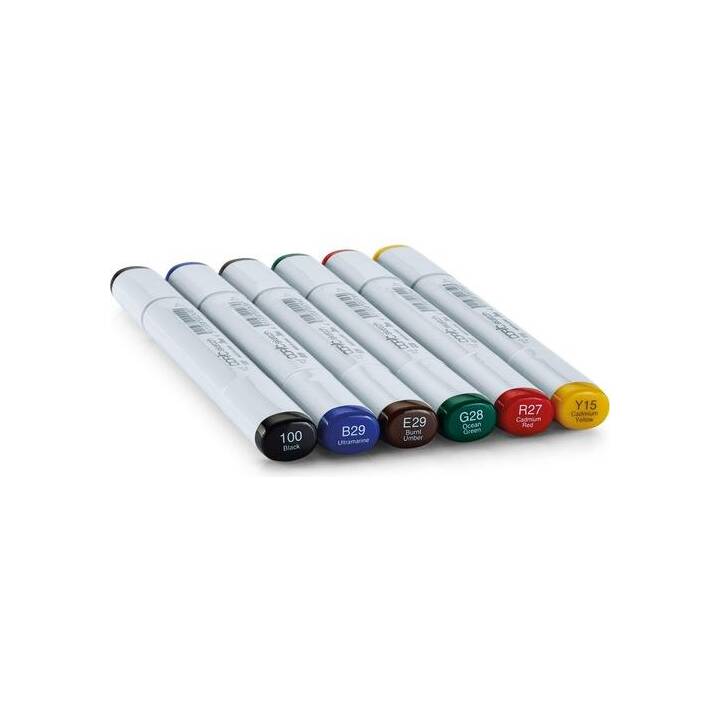 COPIC Pennarello indelebile (Giallo, Marrone, Nero, Blu, Verde, Rosso, 6 pezzo)