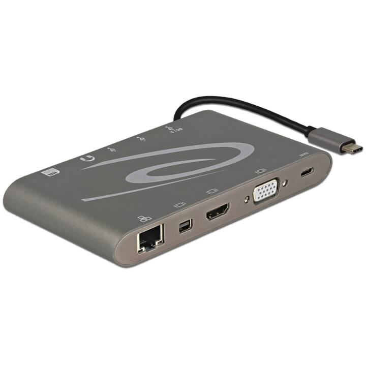 DELOCK Stazione d'aggancio (HDMI, Mini DisplayPort, VGA, USB di tipo C, 3 x USB 3.0 di tipo A, RJ-45 (LAN))