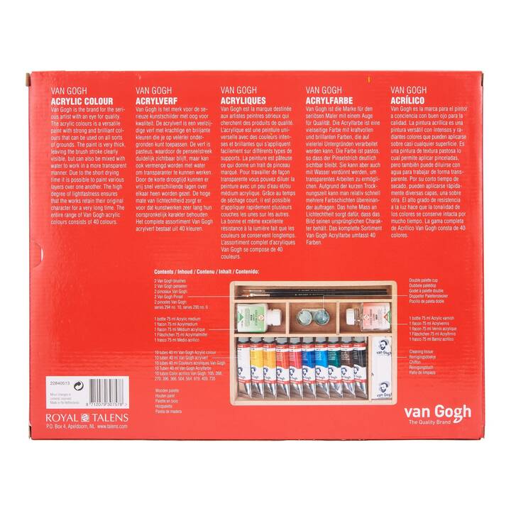 VAN GOGH Acrylfarbe Basic Set Set (16 x 40 ml x 75 ml, Gelb, Braun, Dunkelgelb, Dunkelblau, Schwarz, Grün, Rot, Blau, Weiss, Rosa, Mehrfarbig)
