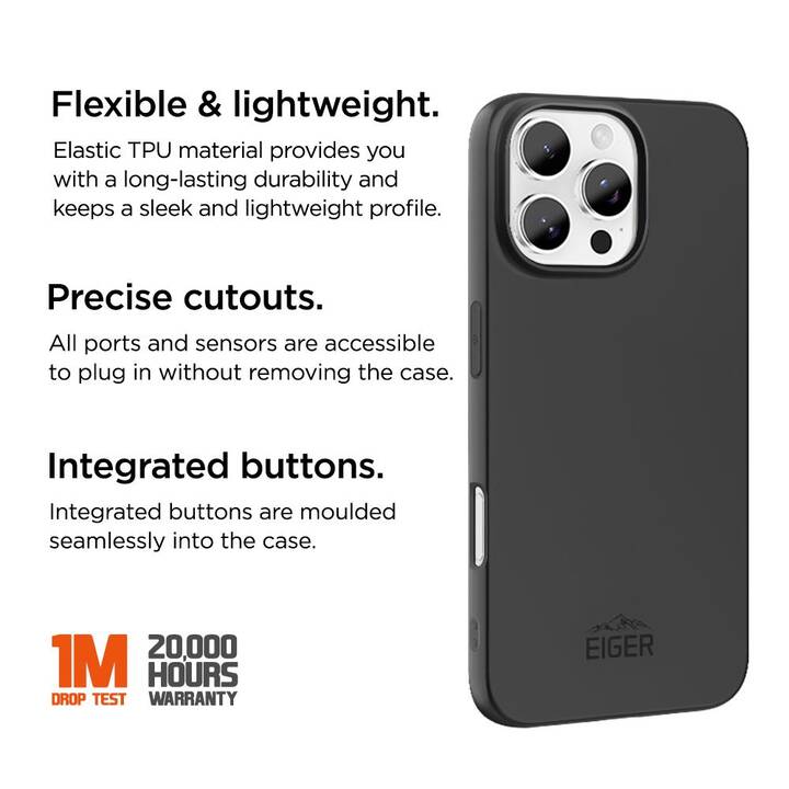 EIGER Backcover Grip (iPhone 16 Pro Max, Noir)