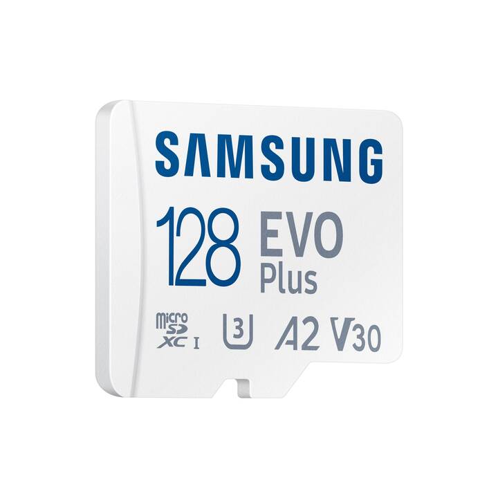 SAMSUNG MicroSDXC Evo Plus (Video Class 30, Class 10, A2, 128 GB, 160 MB/s)