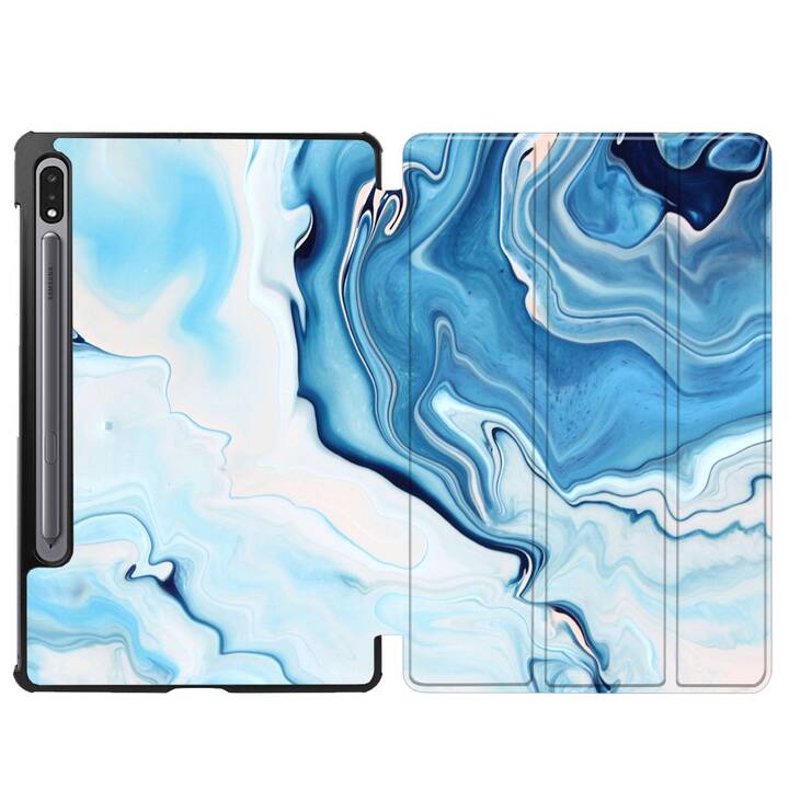 EG coque pour Samsung Galaxy Tab S8+ 12.4" (2022) - bleu - marbre