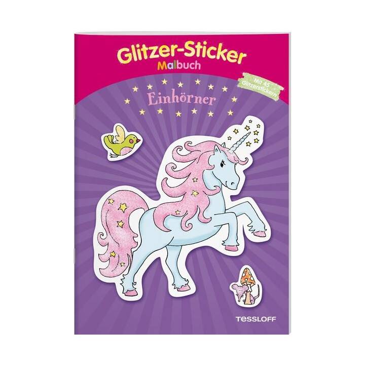 Glitzer-Sticker Malbuch. Einhörner