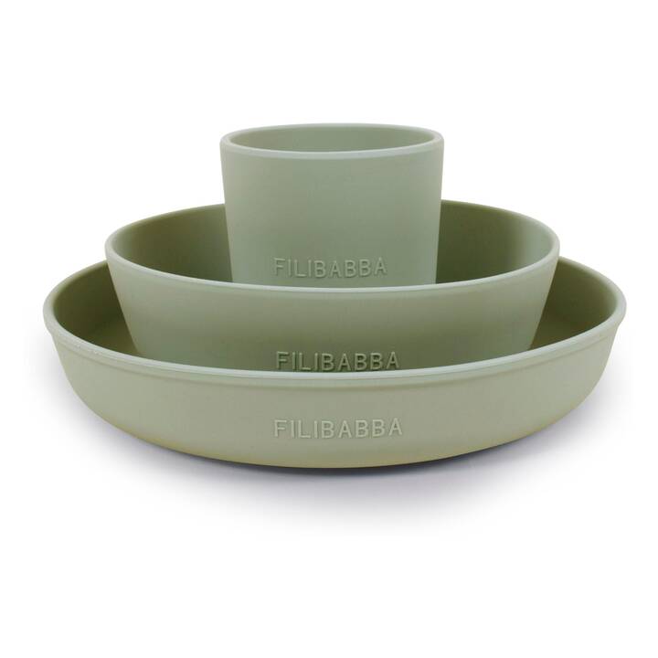 FILIBABBA Set de vaisselle pour enfants (Vert, 3 pièce)