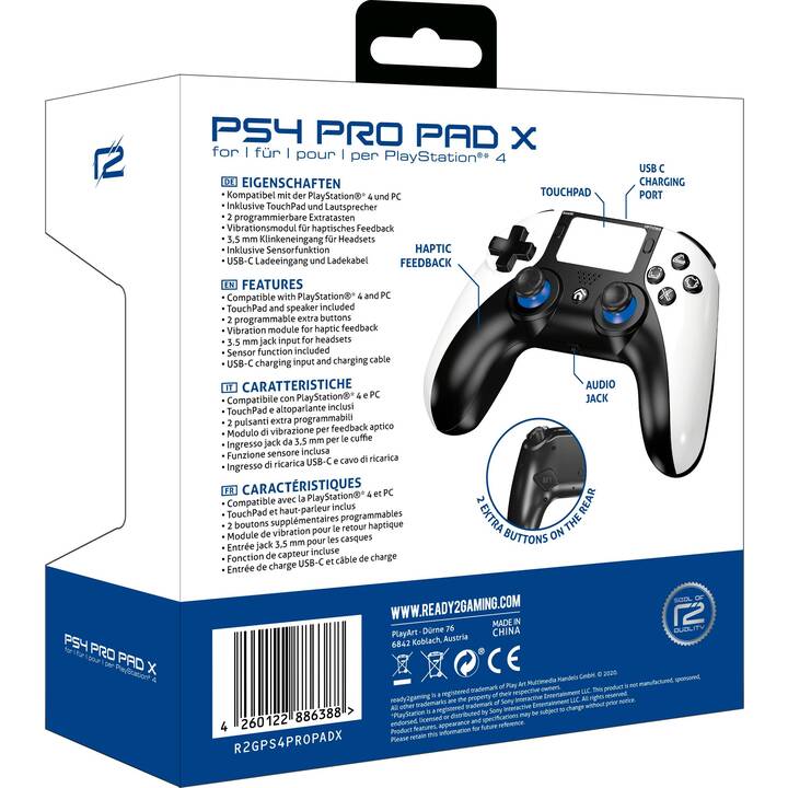 READY2GAMING PS4 Pro Pad X Controller (Weiss, Schwarz) - Interdiscount