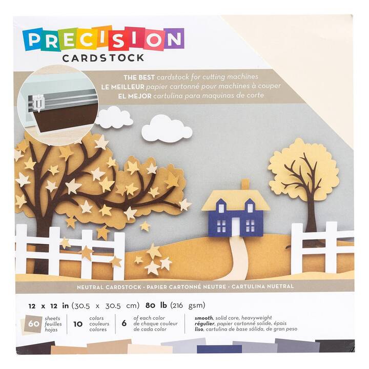 AMERICAN CRAFTS Pappe & Karton Cardstock Precision (Braun, Weiss, Mehrfarbig, 60 Stück)
