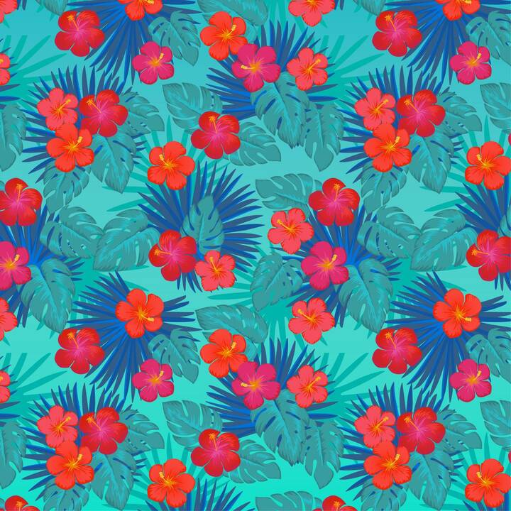 CRICUT Bügelfolie Tropical Floral (30.5 cm x 30.5 cm, Dunkelblau, Rot, Blau, Türkis, Mehrfarbig)